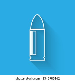 White Bullet icon isolated with long shadow. Vector Illustration