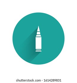 White Bullet icon isolated with long shadow. Green circle button. Vector Illustration