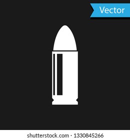 White Bullet icon isolated on black background. Vector Illustration