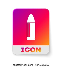 White Bullet icon isolated on white background. Rectangle color button. Vector Illustration