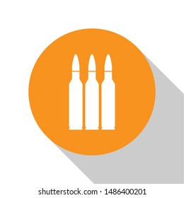White Bullet icon isolated on white background. Orange circle button. Vector Illustration