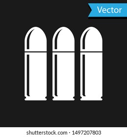 White Bullet icon isolated on black background.  Vector Illustration