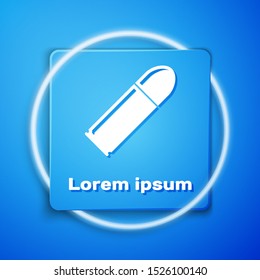 White Bullet icon isolated on blue background. Blue square button. Vector Illustration