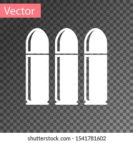 White Bullet icon isolated on transparent background.  Vector Illustration