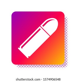 White Bullet icon isolated on white background. Square color button. Vector Illustration