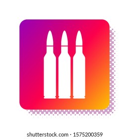 White Bullet icon isolated on white background. Square color button. Vector Illustration