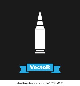White Bullet icon isolated on black background.  Vector Illustration