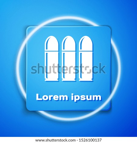 White Bullet icon isolated on blue background. Blue square button. Vector Illustration