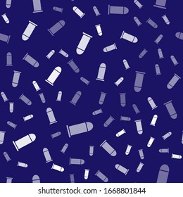White Bullet icon isolated seamless pattern on blue background.  Vector Illustration