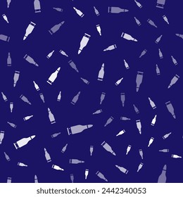 Icono de bala blanca aislado patrón sin fisuras sobre fondo azul.  Vector