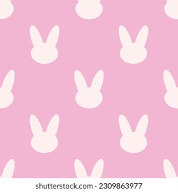 White bunnies on pink background. Vector seamless pattern. Best for textile, print, wallpapers, and festive decoration.