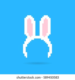 white bunny ears band. concept of seasonal festive decoration, abstract header label, wearing character, present symbol. flat style trend modern logotype graphic design element on blue background