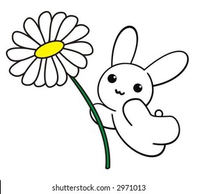 White bunny with a flower