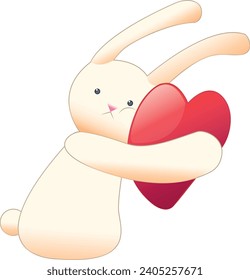 White bunny with a heart San Valentin