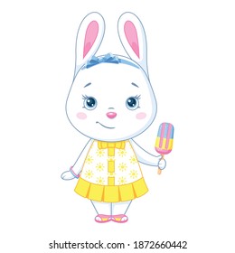 White bunny with ice cream