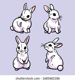 Hand Drawn Cute Bunny Isolated On Stock Vector (Royalty Free ...