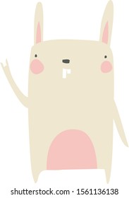 White bunny, illustration, vector on white background.