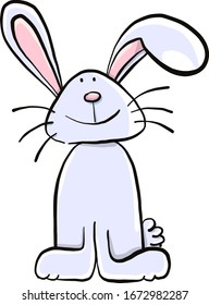 White bunny, illustration, vector on white background.