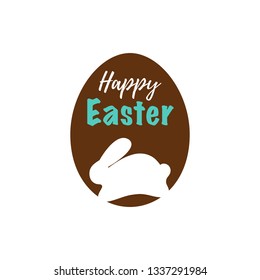 White bunny with lettering on color background