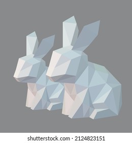 White bunny low poly pet