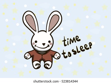 white bunny in pajamas