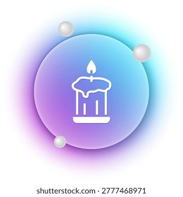 White Burning candle in candlestick icon isolated on white background. Old fashioned lit candle. Cylindrical candle stick with burning flame. Blue and purple gradient circle background. Vector