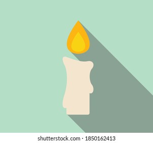 Icono de la vela White Burning con sombra. Vela con llama ardiente. Ilustración vectorial
