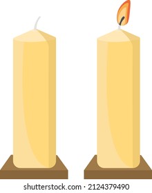 Candelas blancas ardiendo, ilustración, vector sobre un fondo blanco.