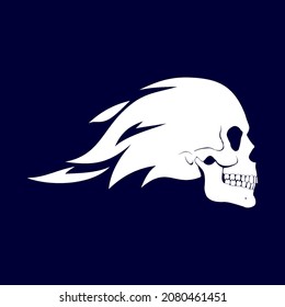 Elemento de diseño de perfil de cráneo blanco quemado en fondo negro