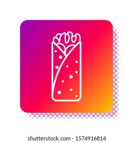 White Burrito icon isolated on white background. Traditional mexican fast food. Square color button. Vector Illustration