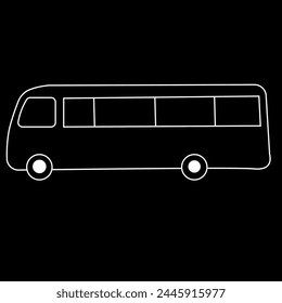 white bus drawing ideal for black backgrounds
