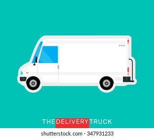 White bus icon. Cargo delivery bus, van, truck isolated. Service vehicle. Vector illustration