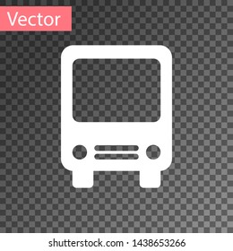 White Bus icon isolated on transparent background. Transportation concept. Bus tour transport sign. Tourism or public vehicle symbol.  Vector Illustration