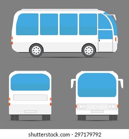 White bus rear, side, front