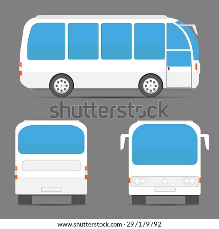 White bus rear, side, front