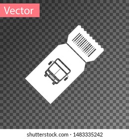 White Bus ticket icon isolated on transparent background. Public transport ticket.  Vector Illustration