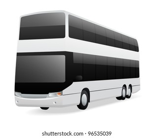 White bus with two floors (two-storied bus). Vector illustration on white background