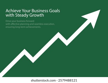white business arrow graph rising up consistently with green background and grid represents business growth and trading profits
