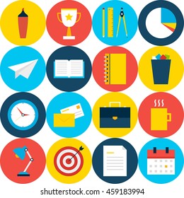 White Business Background with Circles. Flat Style Vector Pattern. Office Life.