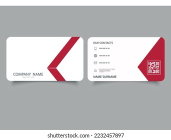 White business card with red stripe. Red business card stripes design.