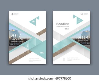 White business card style. A4 brochure cover design. Info banner board. Book, diary title sheet model set. Modern vector front page art. Urban city house texture. Blue figure frame icon. Ad flyer font