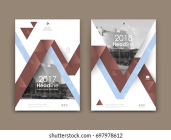 White business card style. A4 brochure cover design. Info banner board. Book, diary title sheet model set. Modern vector front page art. Urban city house texture. Brown  figure frame icon. Ad flyer