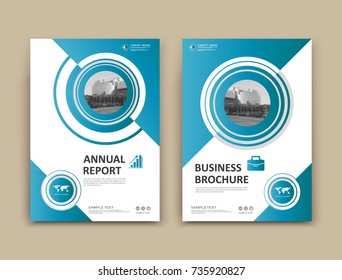 White business card style. A4 brochure cover design. Info board. Book, diary title sheet model set. Modern vector front page art. Urban city house texture. Blue figures text frame icon. Ad flyer font