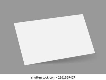 White Business Card Template With Shadow Isolated On Gray Background. Realistic Falling Business Cards Mockup