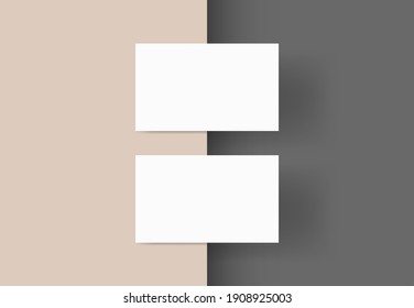 White business cards isolated on beige and grey colour background, Blank business cards template, Vector illustration.