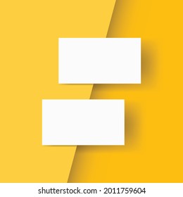 White business cards isolated on yellow background, Blank business cards template, Vector illustration.