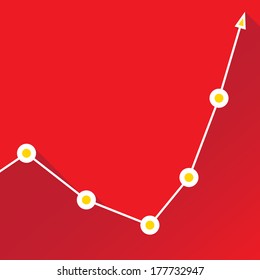 white Business graph and chart on red background. vector illustration