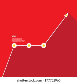 white Business graph and chart on red background. vector illustration