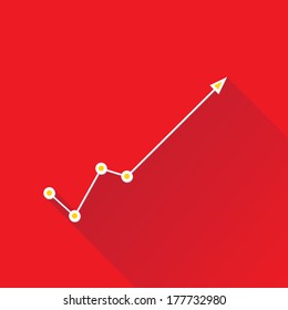 white Business graph and chart on red background. vector illustration