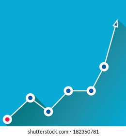 white Business graph and chart on blue background. vector illustration